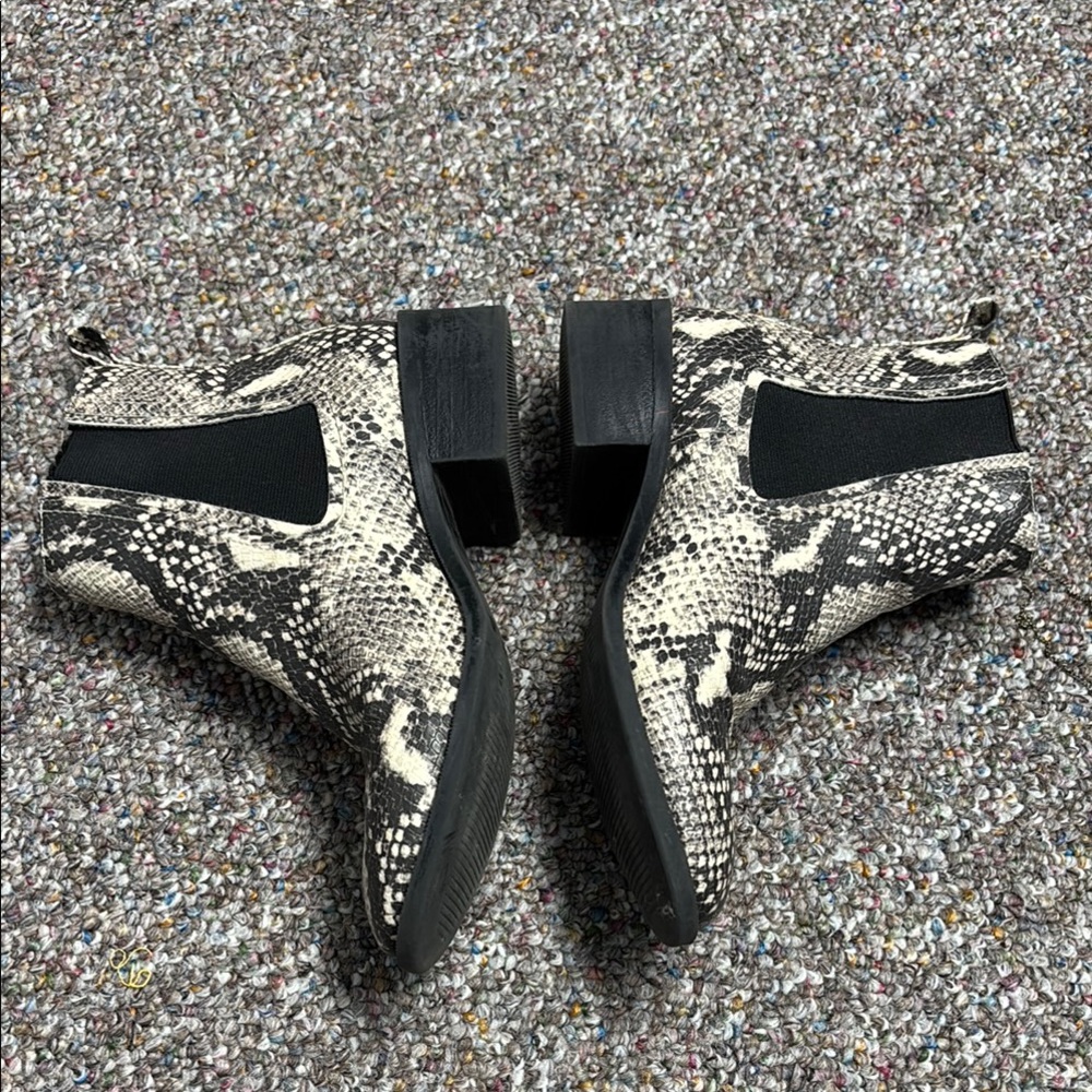 Steve Madden Devan Snakeskin Ankle Boots - Black and Grey - Picture 3 of 10